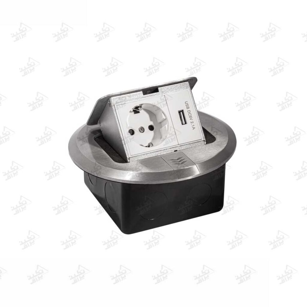 پریز توکار کف ملونی مدل 10120 درب باز
