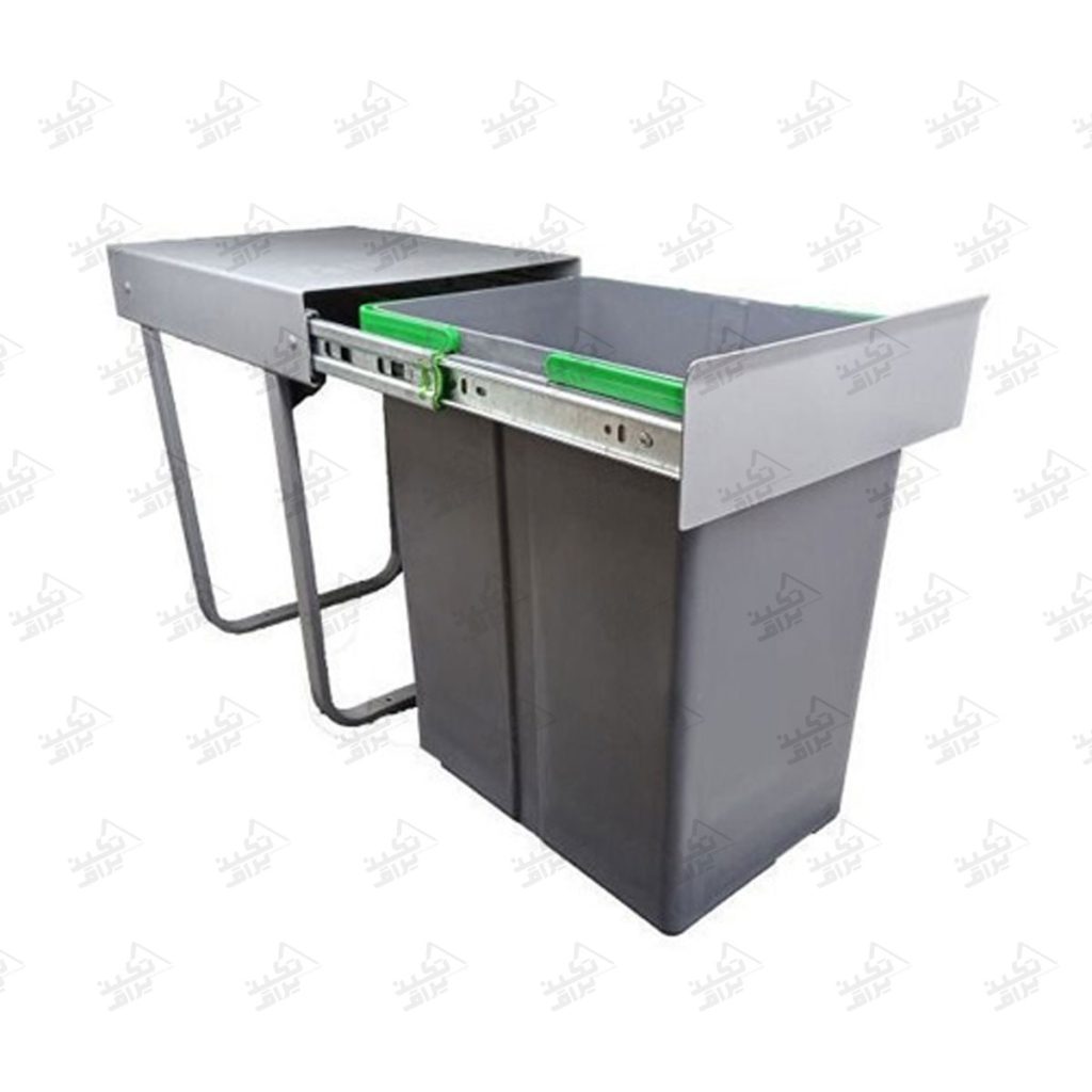 سطل زباله زیر کابینتی تکی 20 لیتری پلاتین مدل 3611 پشت زمینه سفید