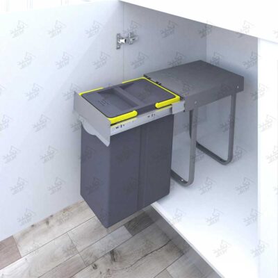 نمونه نصب شده سطل زباله زیر کابینتی تکی 20 لیتری پلاتین مدل 3611