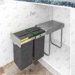 نمونه نصب شده سطل زباله کابینتی کوچک دو مخزنه پلاتین مدل 3661