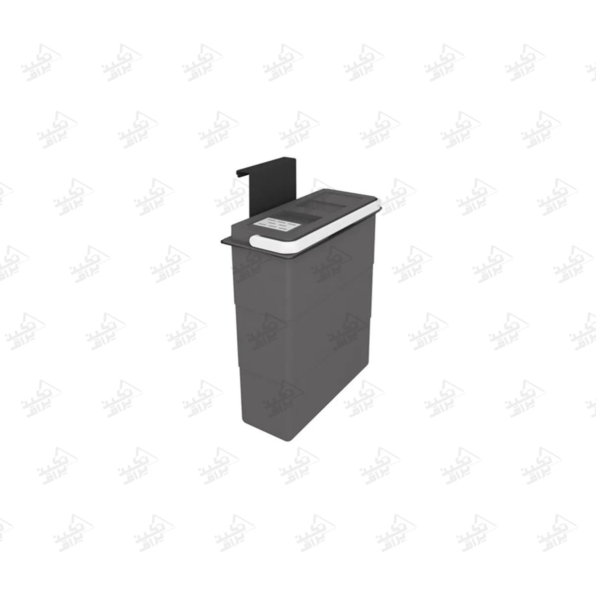 سطل زباله روی در کابینت پلاتین مدل 3691 پشت زمینه سفید