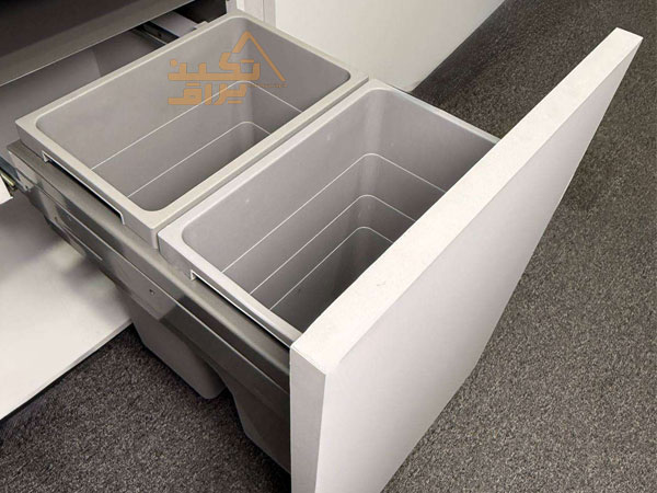 نمونه نصب شده جا سطل زباله در کابینت هایلو مدل Q250