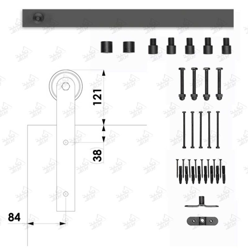 ابعاد مکانیزم تک درب کشویی راستیکور مدل R110 پلاس