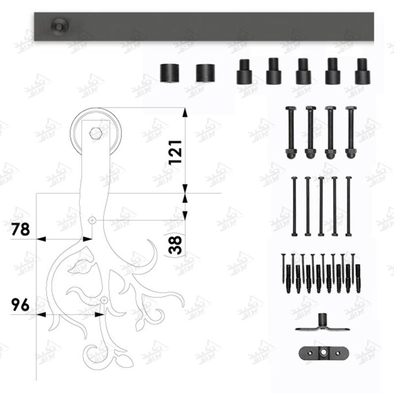ابعاد مکانیزم درب کشویی راستیکور مدل R165