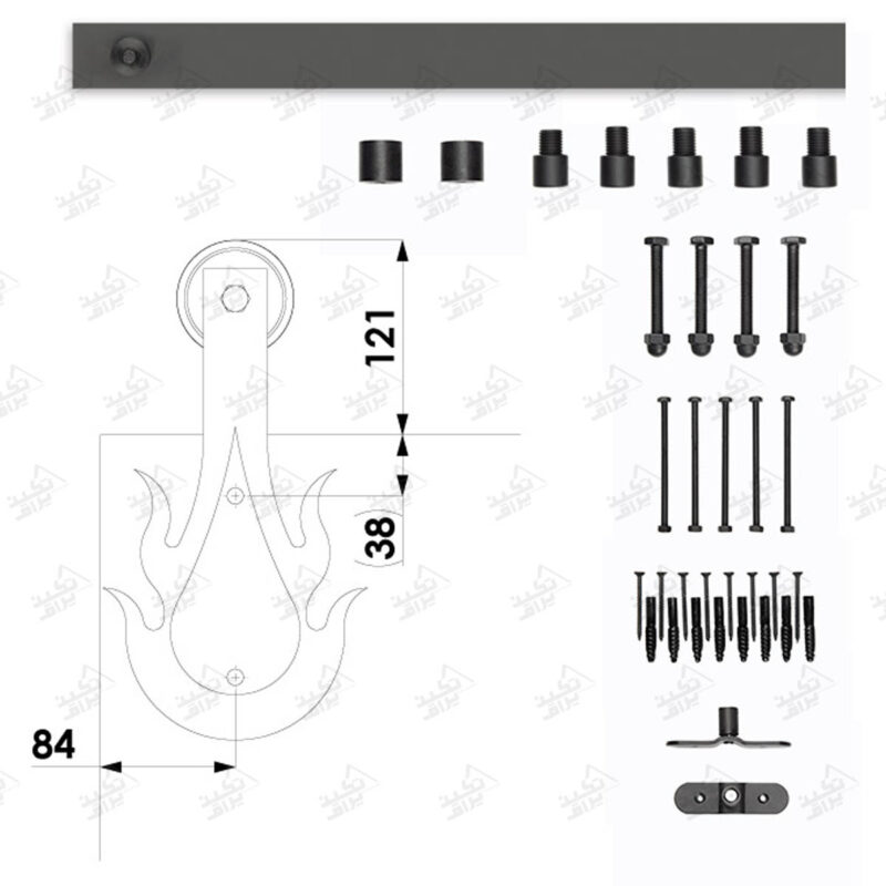 ابعاد مکانیزم درب ریلی راستیکور مدل R180