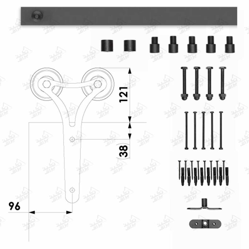 ابعاد مکانیزم کشویی تک درب راستیکور مدل R220
