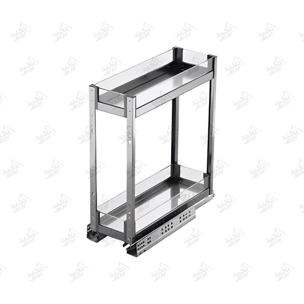 سوپری کابینت آشپزخانه بدنه شیشه ریل کف فانتونی پشت زمینه سفید