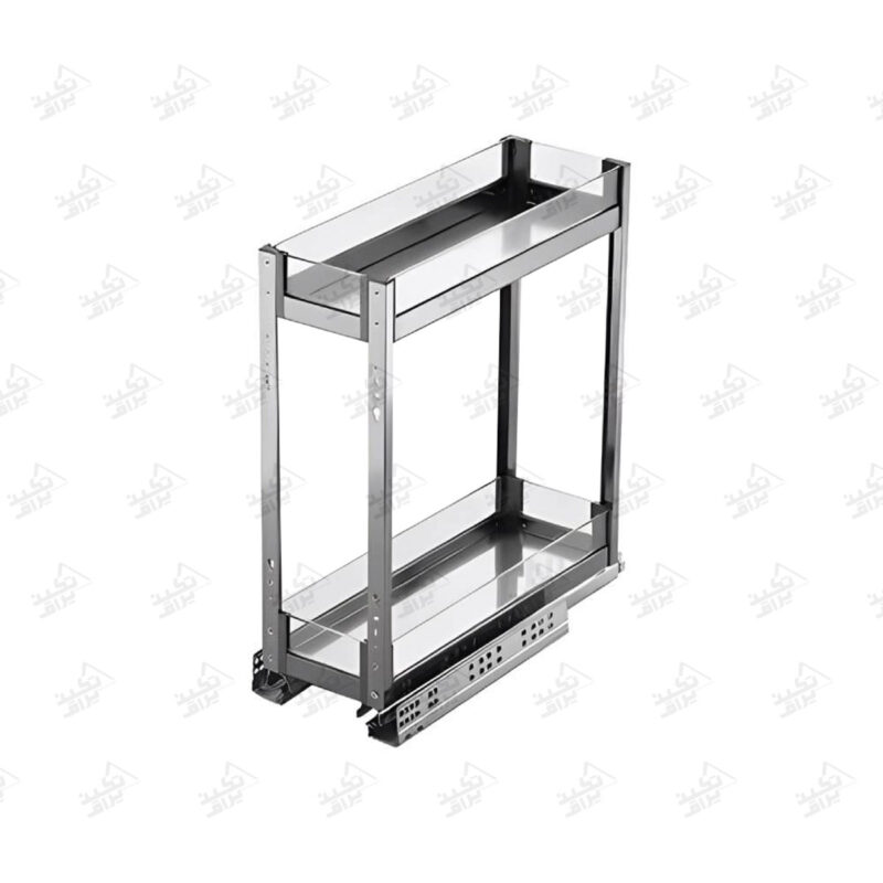 سوپری کابینت آشپزخانه بدنه شیشه ریل کف فانتونی پشت زمینه سفید