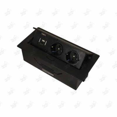 پریز توکار دو پریز دو USB تیسا مشکی