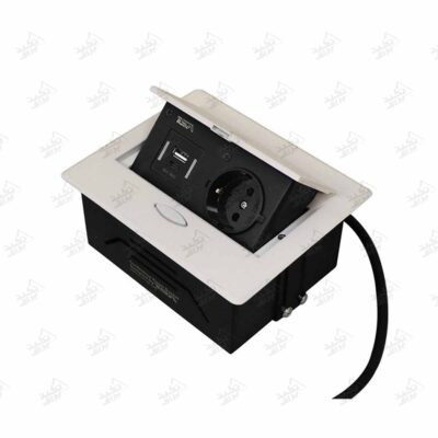 پریز توکار تک پریز دو USB تیسا سفید درب باز