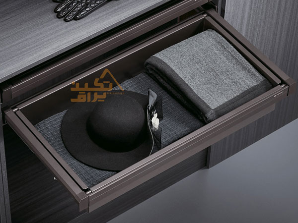 نمونه نصب شده سبد کشویی فلزی داخل کمد یونی هوپر