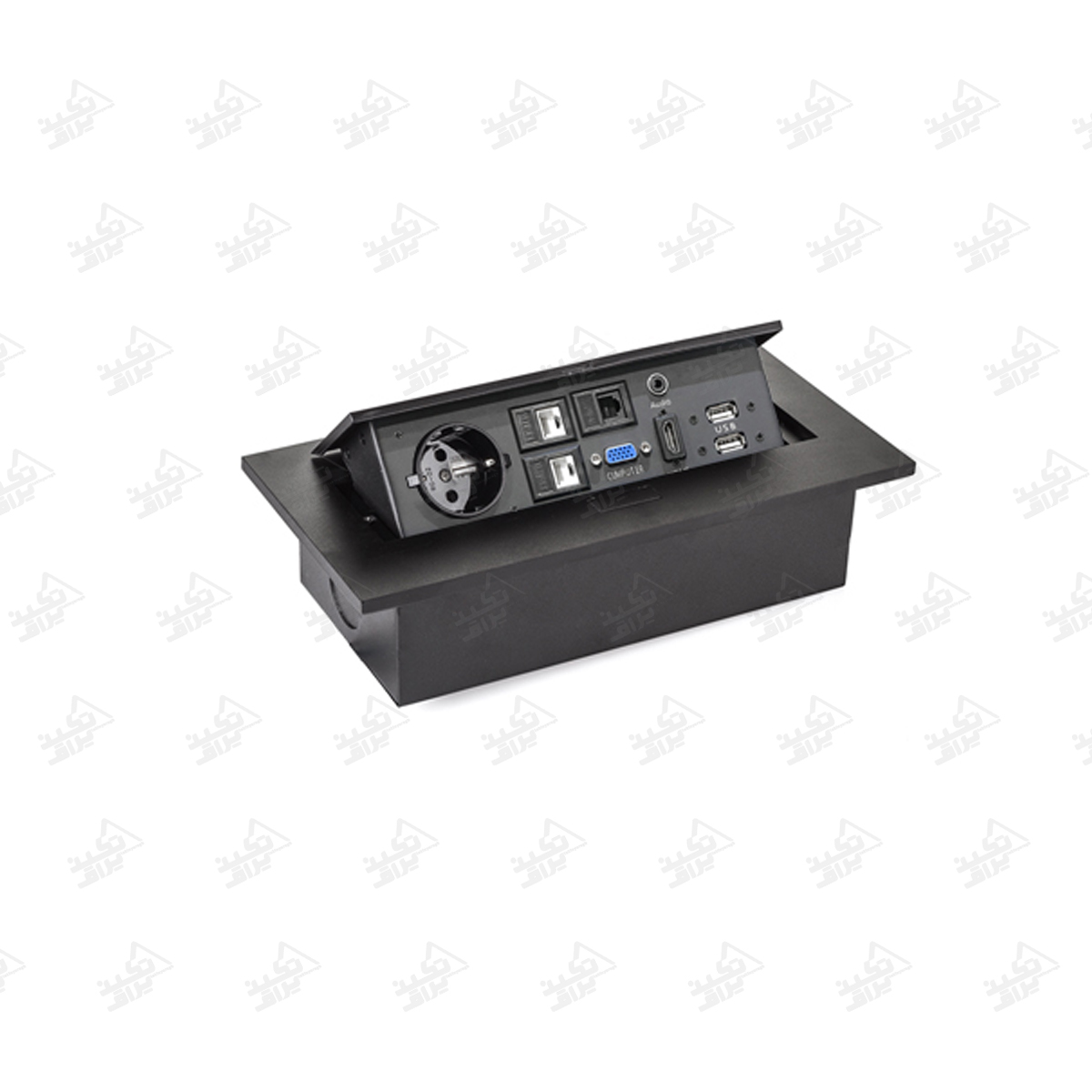 پریز توکار میز اداری ملونی مدل 10024 پریز توکار میز اداری ملونی مدل 10024 مشکی پشت زمینه سفید