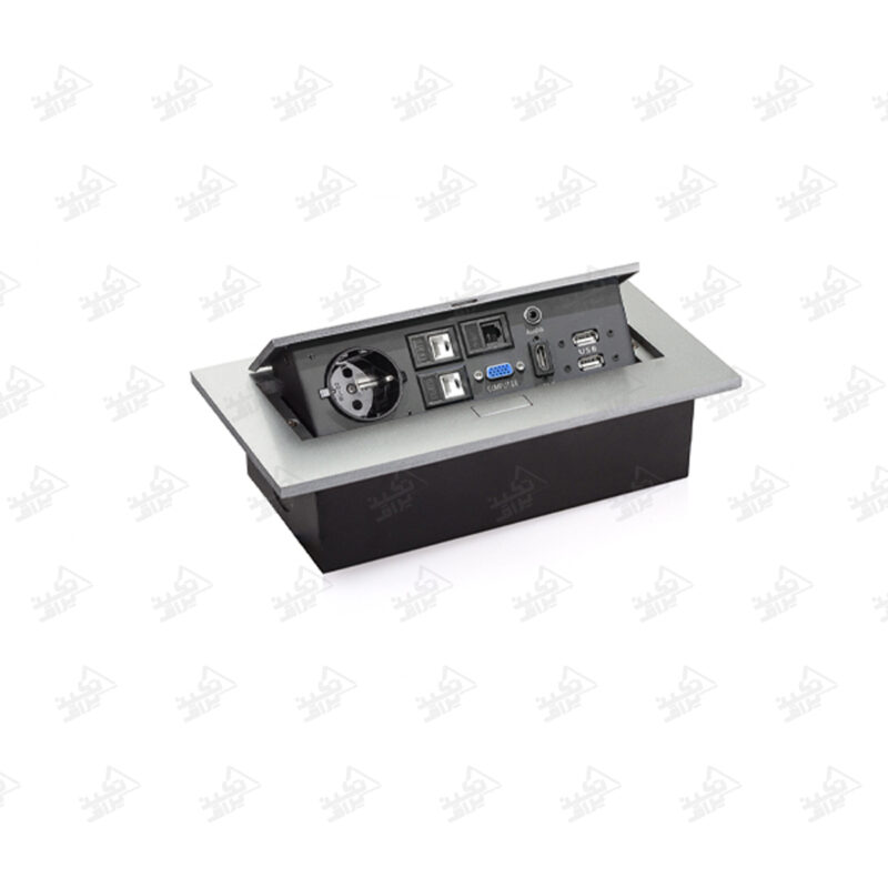 پریز توکار میز اداری ملونی مدل 10024 نقره ای پشت زمینه سفید