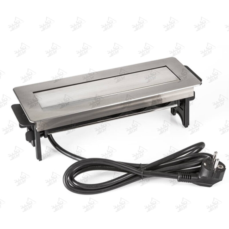 پریز توکار صفحه کابینت ملونی مدل 10022 استیل پشت زمینه سفید