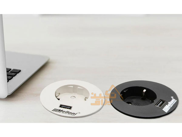 نمونه نصب شده پریز توکار کابینتی گرد ملونی مدل 10034