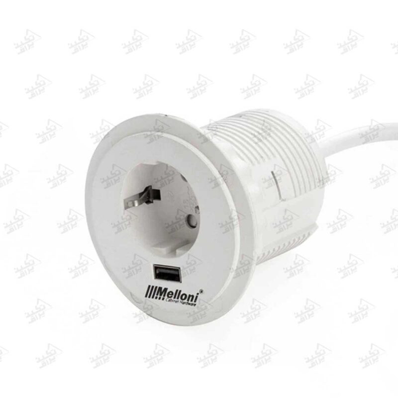 پریز توکار کابینتی گرد ملونی مدل 10034 سفید پشت زمینه سفید