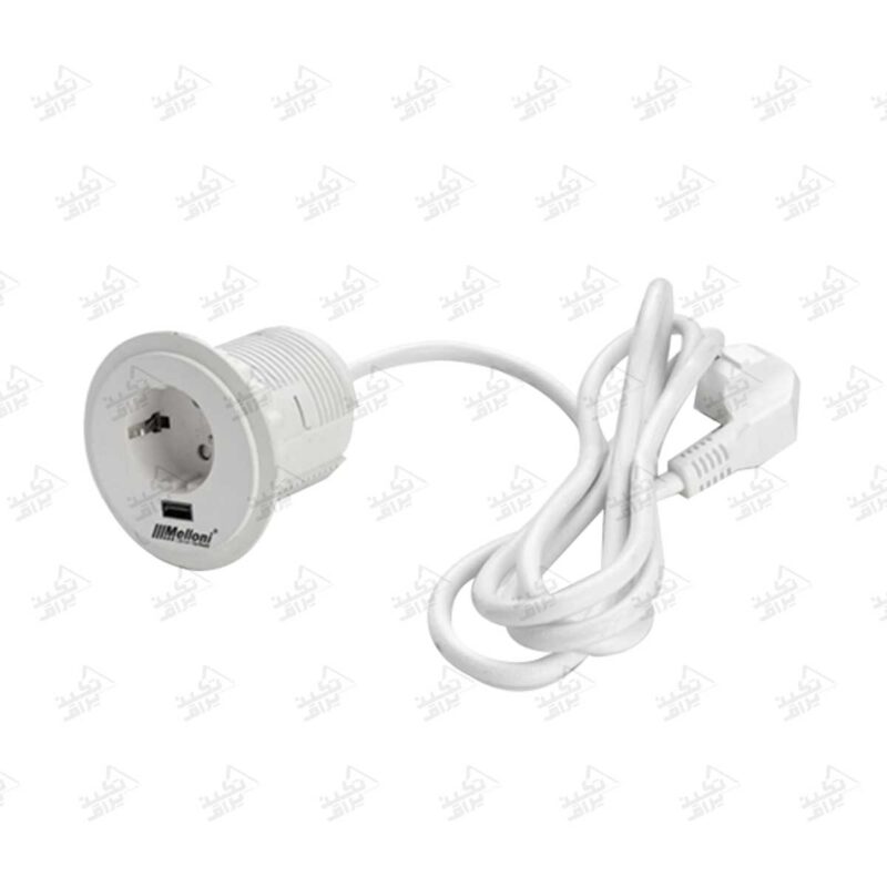 پریز توکار کابینتی گرد ملونی مدل 10034 سفید پشت زمینه سفید