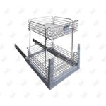 سوپری کابینت زمینی ریل از کف پلاتین دو طبقه پشت زمینه سفید