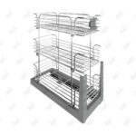 سبد سوپری داخل کابینت ریل کف پلاتین سه طبقه پشت زمینه سفید